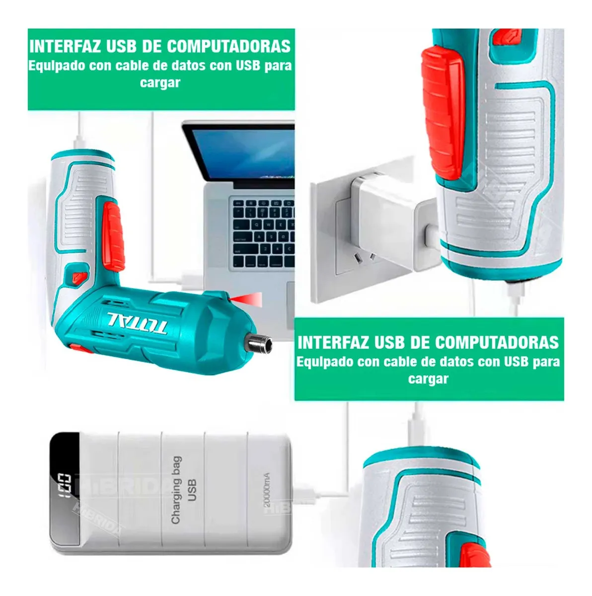 Destornillador mini Inalámbrico 4V TOTAL con Puntas - Imagen 2